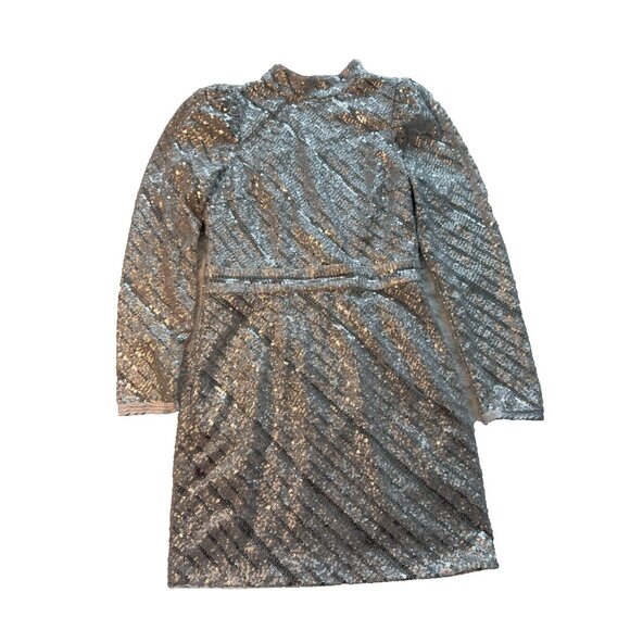 SAYLOR  Party Mini Dress In Platinum Sequin Size Medium - Picture 7 of 7